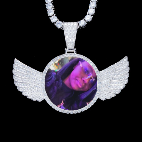 925S & VVS Moissanite 3D Wing Custom Picture Pendant