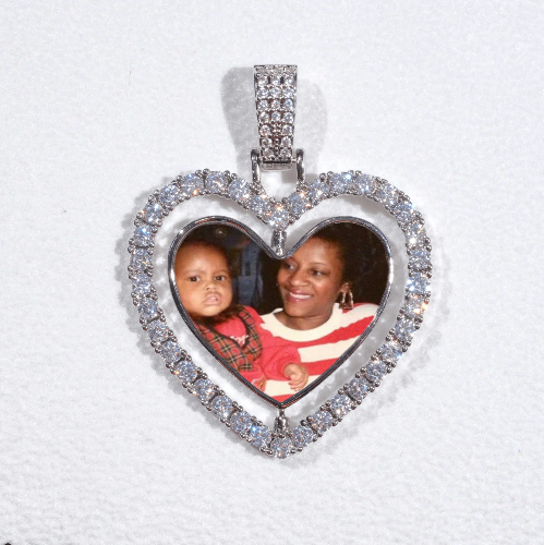 3D Spinning 2-Faced Heart Custom Picture Pendant