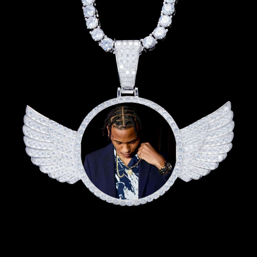 925S & VVS Moissanite 3D Wing Custom Picture Pendant