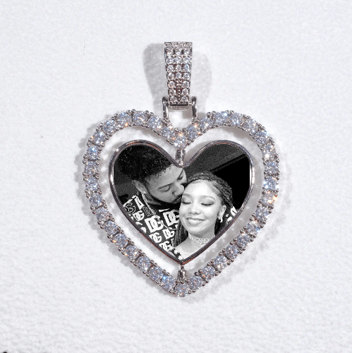 3D Spinning 2-Faced Heart Custom Picture Pendant