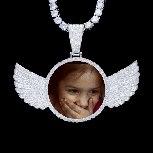 925S & VVS Moissanite 3D Wing Custom Picture Pendant