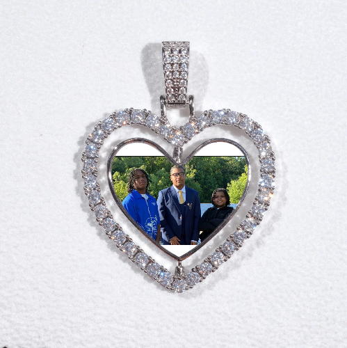 3D Spinning 2-Faced Heart Custom Picture Pendant