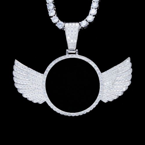 925S & VVS Moissanite 3D Wing Custom Picture Pendant