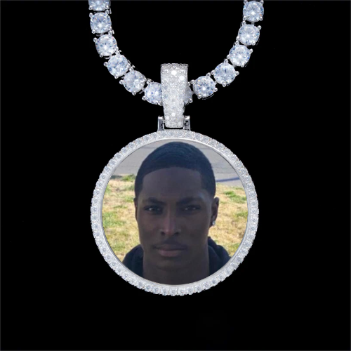 925S & VVS Moissanite 3D Circle Custom Picture Pendant