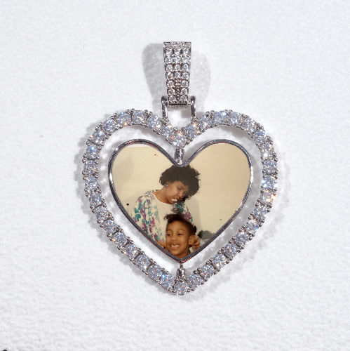 3D Spinning 2-Faced Heart Custom Picture Pendant
