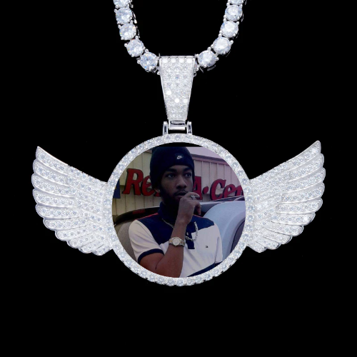 925S & VVS Moissanite 3D Wing Custom Picture Pendant