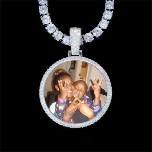 925S & VVS Moissanite 3D Circle Custom Picture Pendant