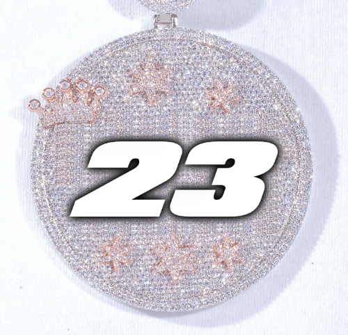 CUSTOM LETTER NECKLACE 3D BIG CROWN DISC