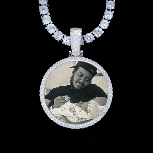 925S & VVS Moissanite 3D Circle Custom Picture Pendant