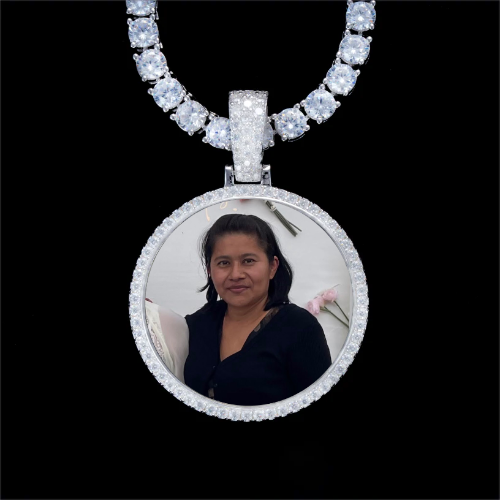 925S & VVS Moissanite 3D Circle Custom Picture Pendant