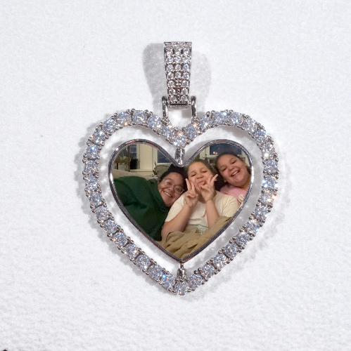 3D Spinning 2-Faced Heart Custom Picture Pendant