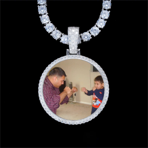 925S & VVS Moissanite 3D Circle Custom Picture Pendant