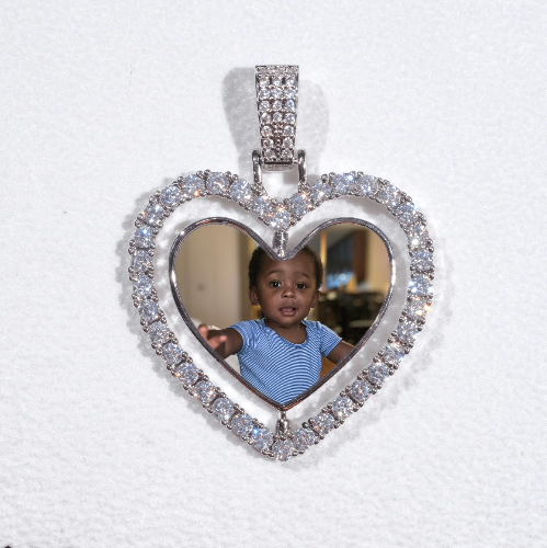3D Spinning 2-Faced Heart Custom Picture Pendant