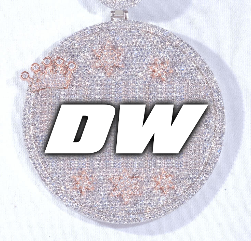 CUSTOM LETTER NECKLACE 3D BIG CROWN DISC