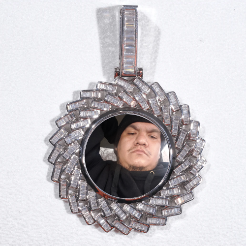 Large 3D Baguette Custom Picture Pendant