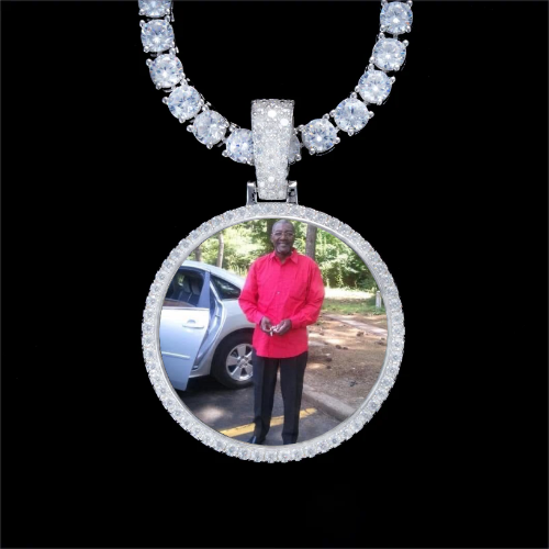 925S & VVS Moissanite 3D Circle Custom Picture Pendant