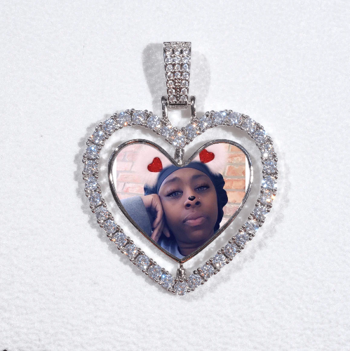 3D Spinning 2-Faced Heart Custom Picture Pendant
