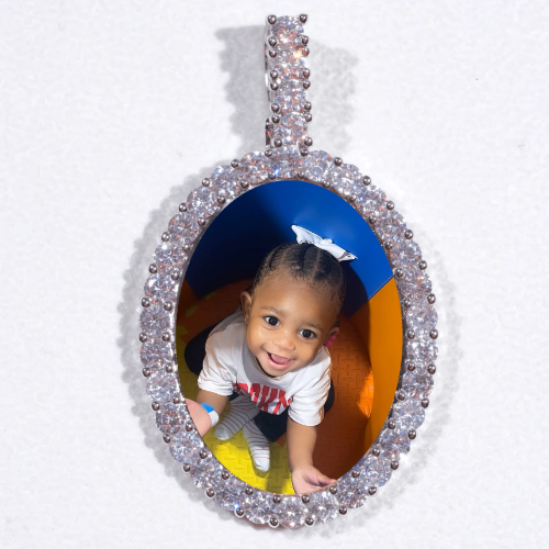 Large 3D Oval Custom Picture Pendant