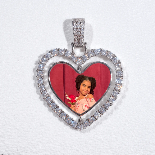 3D Spinning 2-Faced Heart Custom Picture Pendant