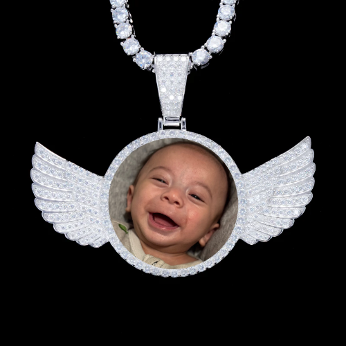 925S & VVS Moissanite 3D Wing Custom Picture Pendant