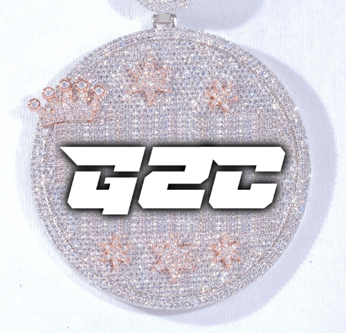 CUSTOM LETTER NECKLACE 3D BIG CROWN DISC