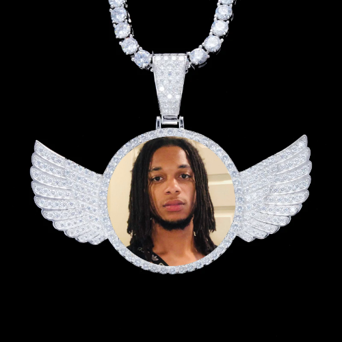 925S & VVS Moissanite 3D Wing Custom Picture Pendant