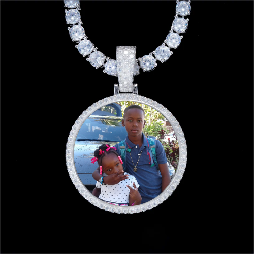 925S & VVS Moissanite 3D Circle Custom Picture Pendant