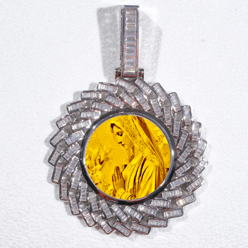 Large 3D Baguette Custom Picture Pendant