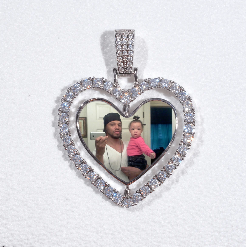 3D Spinning 2-Faced Heart Custom Picture Pendant