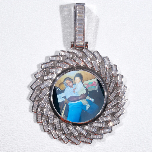 Large 3D Baguette Custom Picture Pendant