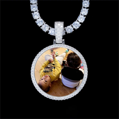 925S & VVS Moissanite 3D Circle Custom Picture Pendant
