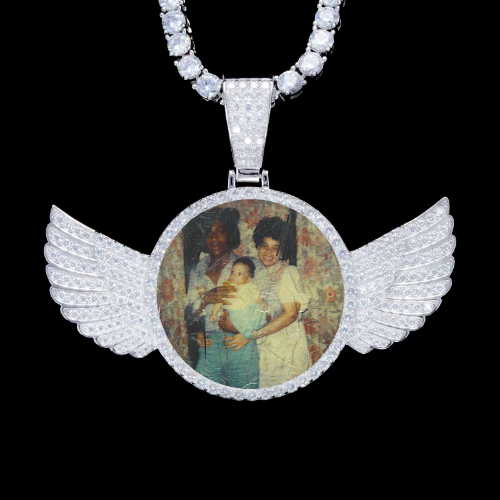 925S & VVS Moissanite 3D Wing Custom Picture Pendant