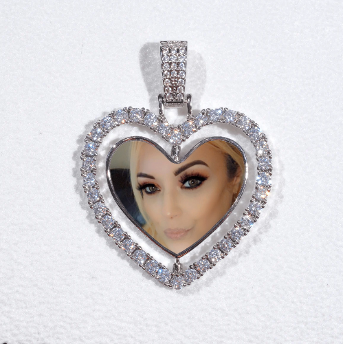 3D Spinning 2-Faced Heart Custom Picture Pendant