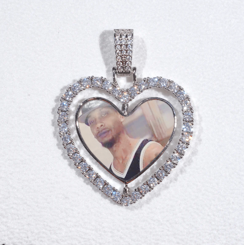 3D Spinning 2-Faced Heart Custom Picture Pendant