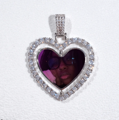 3D Spinning 2-Faced Heart Custom Picture Pendant