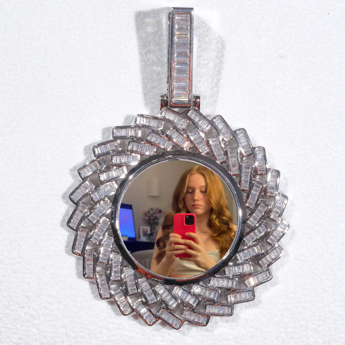 Large 3D Baguette Custom Picture Pendant