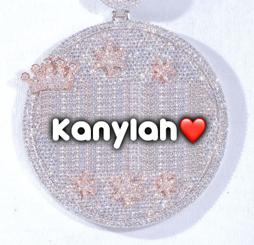 CUSTOM LETTER NECKLACE 3D BIG CROWN DISC