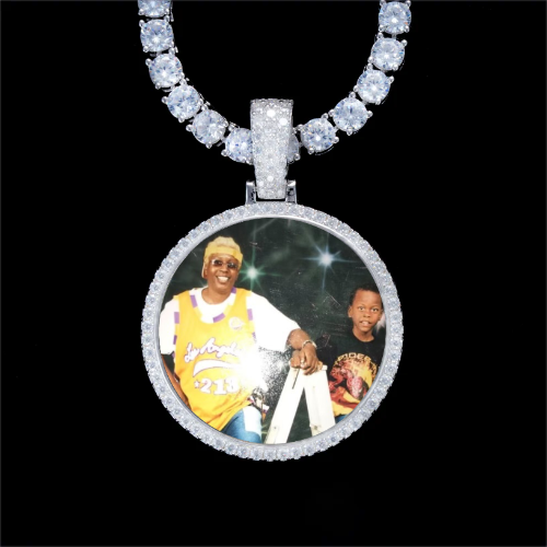 925S & VVS Moissanite 3D Circle Custom Picture Pendant