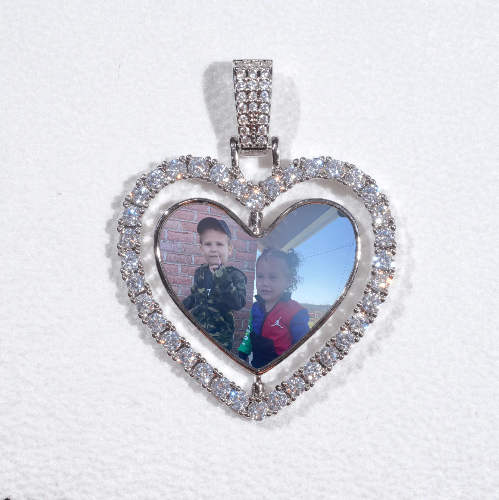 3D Spinning 2-Faced Heart Custom Picture Pendant