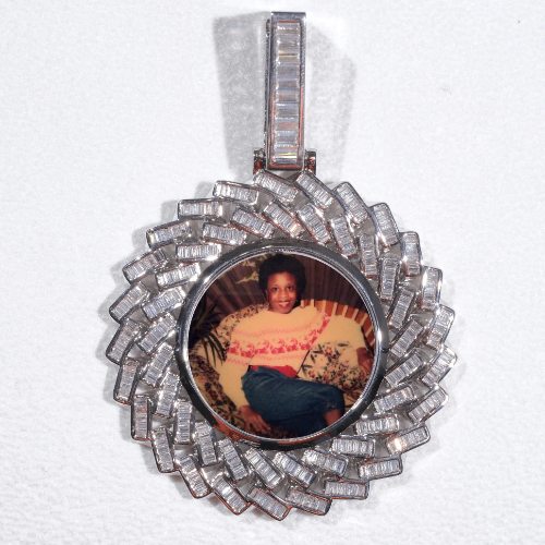 Large 3D Baguette Custom Picture Pendant