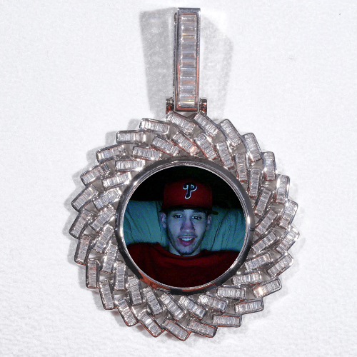 Large 3D Baguette Custom Picture Pendant