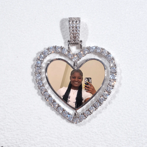 3D Spinning 2-Faced Heart Custom Picture Pendant