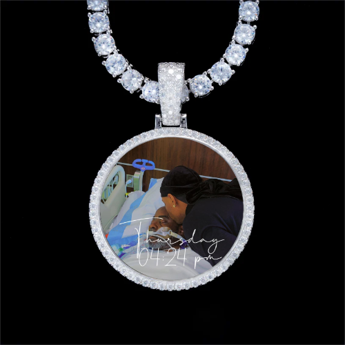 925S & VVS Moissanite 3D Circle Custom Picture Pendant