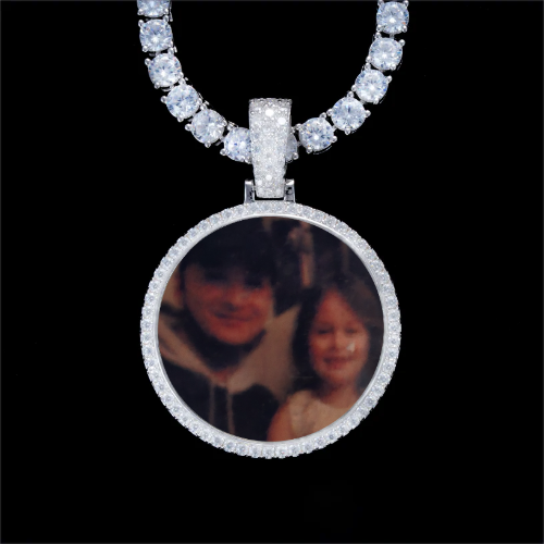 925S & VVS Moissanite 3D Circle Custom Picture Pendant