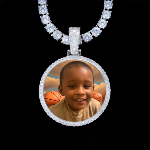 925S & VVS Moissanite 3D Circle Custom Picture Pendant