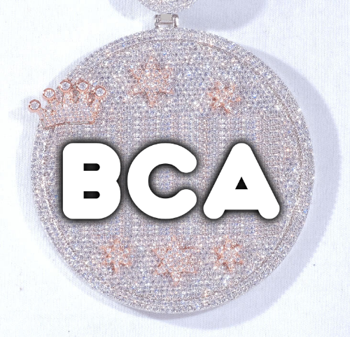 CUSTOM LETTER NECKLACE 3D BIG CROWN DISC