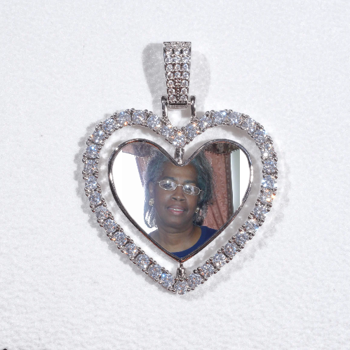 3D Spinning 2-Faced Heart Custom Picture Pendant