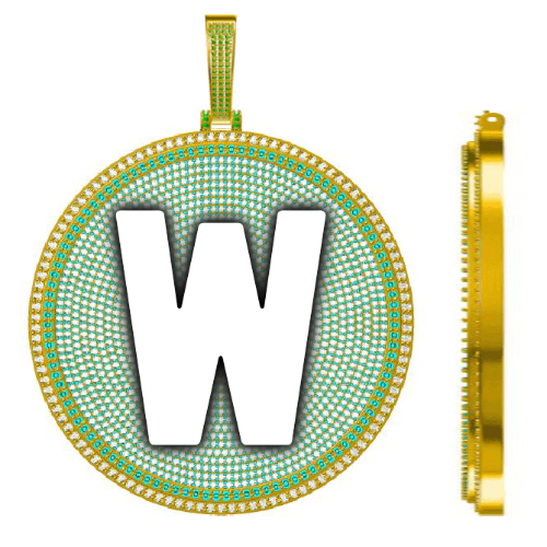 CUSTOM LETTER NECKLACE 3D BIG DISC
