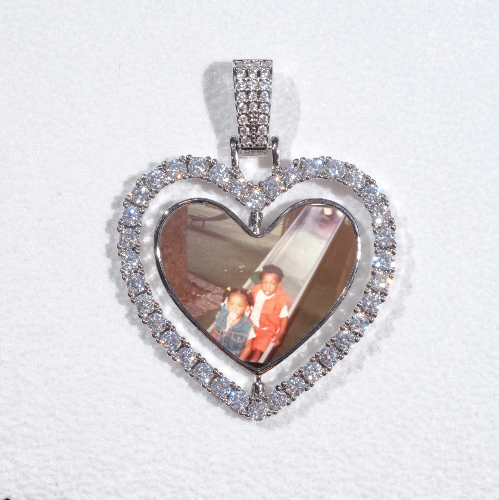 3D Spinning 2-Faced Heart Custom Picture Pendant