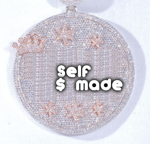 CUSTOM LETTER NECKLACE 3D BIG CROWN DISC